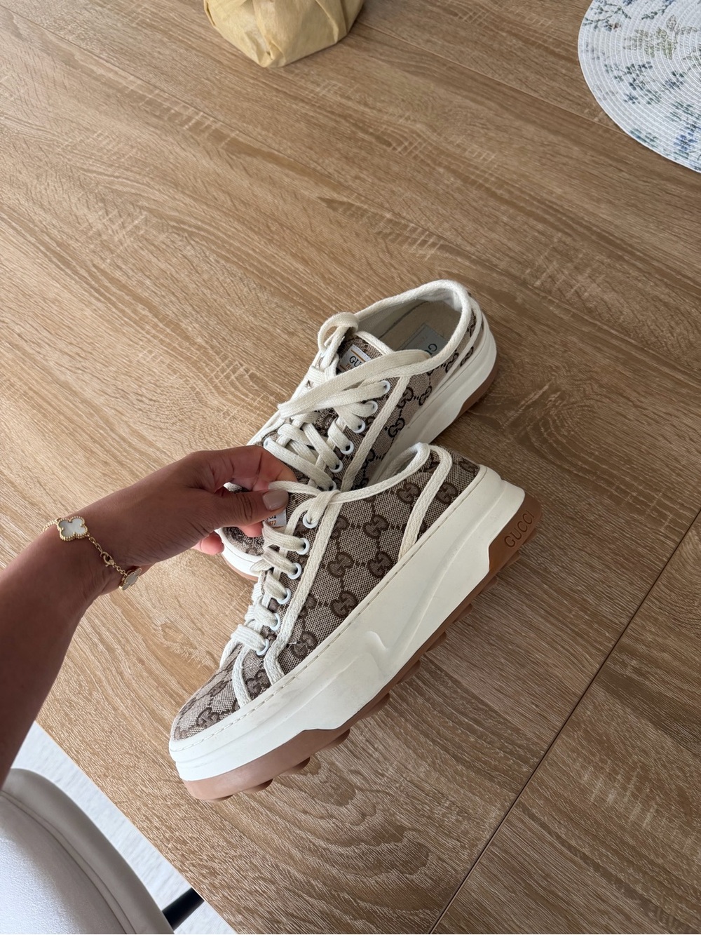 Designer Logo-Pattern Sole Slide - Tan